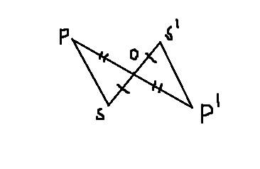 Точка о не лежит на отрезке ps. постройте фигуру, симметричную отрезку ps относительно точки о.