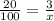 \frac{20}{100} = \frac{3}{x}