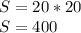 S=20*20 \\ S=400