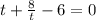 t+ \frac{8}{t} -6=0