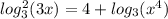 log_{3} ^2(3x)=4+log_{3} (x^4)