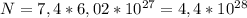 N=7,4*6,02*10^{27}=4,4*10^{28}