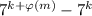 7^{k+\varphi(m)}-7^k