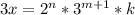 3x = 2^n*3^{m+1}*k