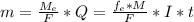 m= \frac{M_e}{F}*Q= \frac{f_e*M}{F}*I*t