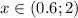 x\in (0.6;2)