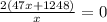 \frac{2(47x+1248)}{x} =0