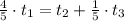 \frac{4}{5} \cdot t_1=t_2+ \frac{1}{5}\cdot t_3