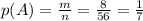 p(A)= \frac{m}{n}= \frac{8}{56}=\frac{1}{7}