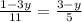 \frac{1-3y}{11}= \frac{3-y}{5}