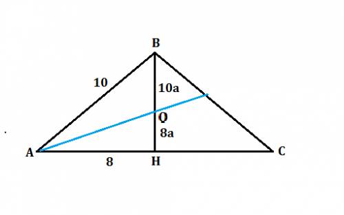 Боковая сторона равнобедренного треугольника равна 10 , а основание равно 16 . на какие отрезки деля