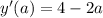 y'(a)=4-2a