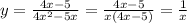 y= \frac{4x-5}{4x^2-5x}= \frac{4x-5}{x(4x-5)}= \frac{1}{x}