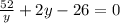 \frac{52}{y} +2y -26 = 0