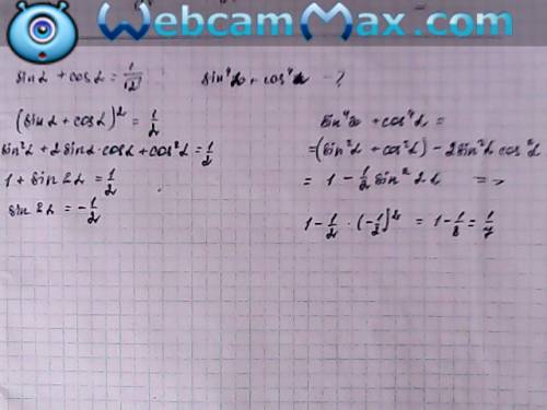 Вычислите sin^4+cos^4,если sina+cosa= 1 делёная на 2 в корне