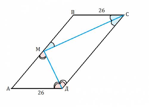 Точка пересечения биссектрис двух углов параллелограмма, прилежащих к одной стороне, принадлежит про
