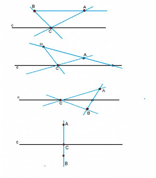 Проведите прямую обозначьте ее буквой c на ней обозначьте точку с отметьте еще две точки а и в не ле