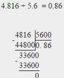 Деление столбиком пример 4,816: 5,6