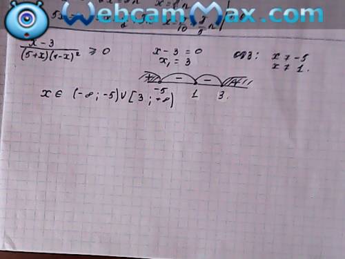 Решите неравенство методом интервалов: x-3/(5+x)(1-x)^2> =0
