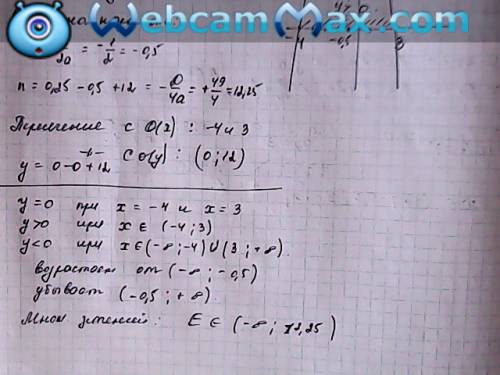 Построить график функций y=-x^2-x+12 при каких значениях х: а)у=0 б)у> 0 b)y< 0 запишите а) мн