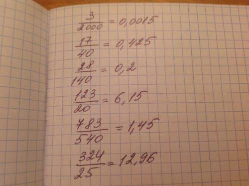 Разложите данные дроби: 3/2000 , 17/40, 28/140, 123/20, 783/540, 324/25 ! ! !