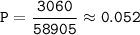 \tt P=\dfrac{3060}{58905} \approx0.052