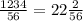 \frac{1234}{56}=22\frac{2}{56}