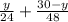 \frac{y}{24} + \frac{30-y}{48}