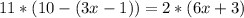 11*(10-(3x-1))=2*(6x+3)