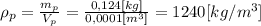 \rho_p= \frac{m_p}{V_p}= \frac{0,124[kg]}{0,0001[m^3]}= 1240 [kg/m^3]