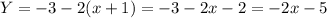 Y=-3-2(x+1)=-3-2x-2=-2x-5