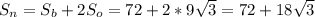 S _{n} =S_{b}+2S _{o}=72+2*9 \sqrt{3}=72+18 \sqrt{3}