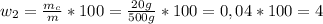 w_2= \frac{m_c}{m}*100= \frac{20g}{500g}*100=0,04*100=4