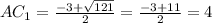 AC_1=\frac{-3+\sqrt{121}}{2}=\frac{-3+11}{2}=4