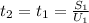 t_2=t_1= \frac{S_1}{U_1}