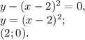 y-(x-2)^2=0, \\ y=(x-2)^2; \\ (2;0).