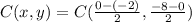 C( x,y)=C( \frac{0-(-2) }{2}, \frac{-8-0 }{2})