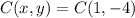 C( x,y)=C( 1,-4)