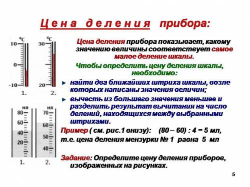 Вспомните как определяется цена деления шкалы прибора