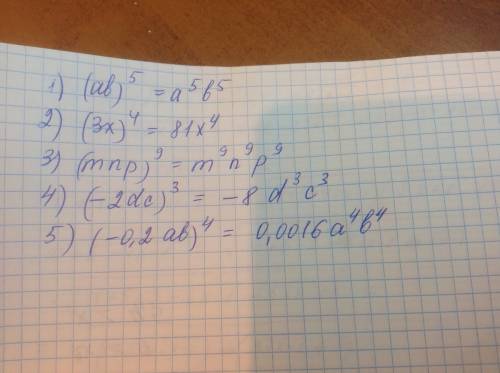 Люди.. ( 40 ) подайте степінь у вигляді добутку степенів, ^ - степінь.(20 ) 1. (ab)^5 2. (3x)^4 3. (