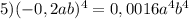 5)(-0,2ab)^4=0,0016a^4b^4