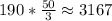 190* \frac{50}{3} \approx 3167