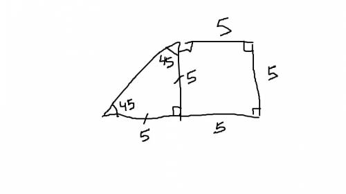 Розв'язати більша основа прямокутної трапеції 10 см,а менша основа і менша бічна сторона по 5 см.зна