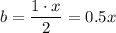 b = \dfrac{1 \cdot x}{2} = 0.5x