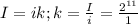 I=ik; k=\frac{I}{i}=\frac{2^{11}}{1}