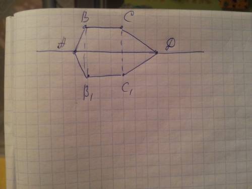 Дана трапеция авсd. постройте фигуру на какую отображается данная трапеция при осевой симметрии с ос