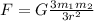 F = G \frac{3 m_{1} m_{2} }{3 r^{2} }