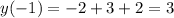 y(-1)=-2+3+2=3