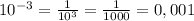 10^{-3}= \frac{1}{10^3} = \frac{1}{1000} = 0,001