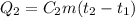 Q_2=C_2m(t_2-t_1)